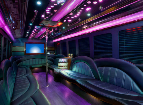 inside a limo bus